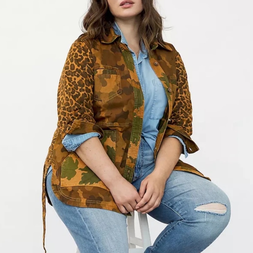 Anthropologie Pilcro Camo & Leopard Print Utility Jacket